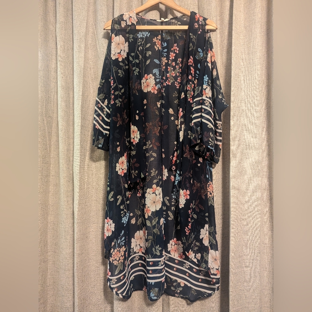 Sheer floral throw over